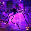 Outros suprimentos de festa festiva 125cm Black Scary Giant Simulation Spider com enormes acessórios assombrados de luz roxa LED LED Indoor Decoração de Halloween ao ar livre 220826