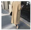 Women's Wool Blends Long double breasted solid breif blazer women Spring Autumn korean fashion loose suit 220826