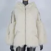 Kvinnors päls 2022 Real Coat Winter Jacka Women Natural Hooded Sheep äkta läder ytterkläder streetwear tjock fashionwomens faux