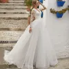 2022 Lace ball gown Wedding Dresses Sexy long Sleeves Applique Sweep Train A Line Bridal Gowns boho wed gown