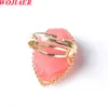 Wojiaer Fluorite Irregular Natural Stone Ring White Crystal Gold Color Fio Wrap for Women trançado jóias criativas de dedos criativos Bo989