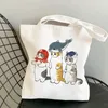 Bolsas de compras lienzo de alta capacidad mujer kawaii gatos dibujos animados manga bols