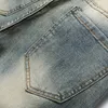 2022 rétro bleu hommes imprimé perle jean décontracté mince coton pantalon taille moyenne Stretch Denim pantalon printemps automne plafones