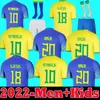 S-4xl Brasil Neres Coutinho Soccer Jersey 2022 Camiseta de Futebol Brazils G.Jesus Vinicius Jr 22 23 Marcelo Football Shirt Men Kid Kit Kit Set Uniforms
