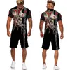 Herren-Trainingsanzüge, Ritter-Templer-3D-Druck, Herren-T-Shirt/Shorts/Anzug, cooles Kurzarm-Retro-Stil, Streetwear, zweiteiliges Set, Sommer-Trainingsanzug-Outfit 220826