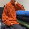 Męskie swetry wysokie szyi ciepły mężczyzna zagęszcza luźna Trend w stylu vintage jesienne zima kolor stały grube mężczyźni 220826