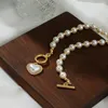 Naszyjniki wisiorek diezi elegancki elegancki imitacja Pearl Naszyjnik dla kobiet dziewczęta mody Choker oświadczenie Rhinestone Heart Jewelry