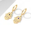 Brincos de argola Huggie Luxury Blue Stone Hands for Women Trendy Metal Metal Aço inoxidável Pingente Pequeno Earings Party Jóias AcessoryHoop