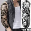 Grand bras manches tatouage horloge Rose croix Dragon étanche temporaire Tatto autocollant Poker Lion corps Art complet faux Tatoo femmes hommes