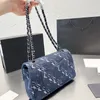 Ny bl￥ denim designer v￤skor klassiska damkedja axelv￤ska h￶gkvalitativa mode pl￥nb￶cker kvinnor Totes crossbody lyxkanal designers totes ryggs￤ckar