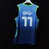 Maillots de basket-ball authentiques cousus version joueur personnalisés bleu Luka 77 Doncic 11 Tim 26 Spencer Hardaway Jr. Dinwiddie 44 Davis Bertans 35 Christian Wood 7 Powell