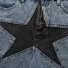 شورتات الرجال Harajuku Stitching Star Denim Shorts الرجال الضخم الأزياء الشرير الروك الهيب هوب الشارع سراويل تقنية الأزياء Grunge T220825