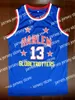 Maglie da basket Harlem Globetrotters 13 Wilt Chamberlain College Basketball Jersey Blue Vintage Blue All Cucited Size S-3xl da noi