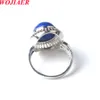 WOJIAER Solitaire Rings Mulheres Menina Dedo Oval Pedra Natural Cabochon Mookaite Rodocrosita Redimensionável Casamento BZ911