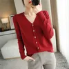 نساء الفراء فو فرو الربيع الخريف Vneck cardigan cardigan المرأة الفضفاضة كبيرة الحجم سترة رقيقة allmatch سترة نقية اللون الأساسي صغير كارديجان 220826