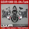 OEM Fairings & Tank For SUZUKI GSXR-1000 K 3 GSX R1000 GSXR 1000 CC 03-04 Body 147No.37 1000CC GSXR1000 K3 03 04 GSX-R1000 2003 2004 Injection mold Fairing kit glossy grey