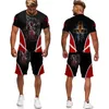 Herren-Trainingsanzüge, Ritter-Templer-3D-Druck, Herren-T-Shirt/Shorts/Anzug, cooles Kurzarm-Retro-Stil, Streetwear, zweiteiliges Set, Sommer-Trainingsanzug-Outfit 220826