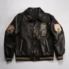 Bomber Jacket Twin Dragons Jackets Double Happiness Sheepskin Leather Foam Texture AVIREX Embroidery Versized Leather Coats Genuine Leat 8170 3978