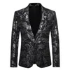 Abiti da uomo Blazer Uomo Fashion Style Abiti floreali Blazer Casual Glossy Stamping Stampato a un bottone Giacca da uomo slim fit da sposa 220826