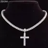 Designers necklaces cuban link gold chain chains Cross Necklace With 4mm Zircon Tennis Chain Iced Out Bling