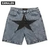 Мужские шорты Harajuku Starting Star Star Denim Shorts Мужские негабаритные повседневные модные панк -рок -рок -хип -хоп уличная одежда технические брюки модная гранж T220825