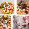 Cat Beds furniture 1Pcs New Comfort Pizza Mat Soft Warm Dog Sleeping Bed Blanket Poached Egg Novelty Sleep Pad pizza Blankets L220826