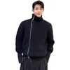 Jackets masculinos zíper oblíquo Turtleneck Cardigan Sweater para homens Mulheres Japão Japão Coreano Fashion Moda Casual Casual Mank Jaqueta de malha 220826