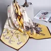 100% Silk Scarf Women Square Shawl Hair Wrap Sunscreen Cape Yellow 90CM