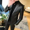 Мужские костюмы Blazers Brand Clothing Мужская весенняя стройная кожаная куртка/мужская мода Высококачественные кожаные пиджаки/мужская одежда 4xl 220826