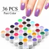 Grossist-36 Pure Color UV Gel Nail Art Tips Gör-det-själv-dekoration för nagelmanikyr Gel Nagellack Extension Pro Gel Lacker Makeup Tools