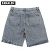 شورتات الرجال Harajuku Stitching Star Denim Shorts الرجال الضخم الأزياء الشرير الروك الهيب هوب الشارع سراويل تقنية الأزياء Grunge T220825