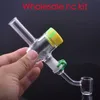 wholesale Nouveau kit de tuyaux de brûleur à mazout en verre avec collecteur de récipient en silicone Récupérateur 14 mm Banger à quartz mâle Dab Paille avec clip Keck pour plate-forme de dab d'eau Bong à fumer