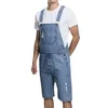 Jeans pour hommes Denim à bretelles vintage pour hommes avec trou Shorts One-Piece Working Bib Top PantsMen's