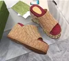 2022GG New Women Women Slipper Sandal Luxury Designer Brick Fabric Red Fabric Popular Slides de lona de moda