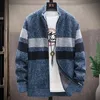 Kurtki męskie jesienne kurtka mody Stripe Swet Sweter sweter polarowy polar ciepły wełniany sweter męski płaszcz lll220826