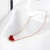 Colliers sains 14k plaqué or rose symbolique coeur rouge collier pendentif délicat pour les femmes 16 pouces amZXc