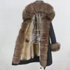 Женский мех водонепроницаемый X-Long Parka Real Coat Winter Jacket Женский еновый еновый капюшон