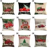 Рождественские украшения красные подушки грузовика Кейс Дом диван -кровать подушка для рождественской елоки Санта -Автомобильная печать наволочка 45x45см BH7466 TQQ