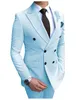 Costumes pour hommes Blazers Beige Costume pour hommes 2 pièces à double boutonnage revers cranté plat Slim Fit Tuxedos décontractés pour mariageBlazerPants 220826