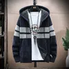 Jackets masculinos Autumn Corean Hooded Men Sweaters grossos com veludo Cardigan malha de malha