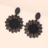 Dangle Chandelier Black Flower Hanging Earrings for Women Exaggerated Personality Rock Cergy Wedding Party Valentine's Day Jewelry Girl Gift