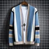 Men's Jackets Men's Top Spring and Autumn Fashion Plaid Striped Cardigan Loose Oversized Longsleeved Khaki Singlebreasted Sweater 220826