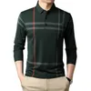 Męskie koszulki polo wysokiej klasy projektant mody marka koszulka Polo czarne paski koreański najwyższej jakości Casual topy z długim rękawem ubrania 220826