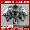 Injection silvery flames mold Fairings For SUZUKI GSXR1000 GSXR-1000 K 3 GSX R1000 GSXR 1000 CC K3 03 04 Body 147No.49 GSX-R1000 2003 2004 1000CC 2003-2004 OEM Fairing & Tank