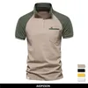 Polos masculinos aiopeseson Polos Men algodão de retalhos de algodão zíper de manga curta de verão masculina moda moda casual marca de qualidade camisetas para homens 220826