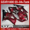 スズキGSXR-1000 K 3 GSXR 1000 CC K3 GSXR1000 2003 2004 BODY 147NO.104 RED FLAMES GSX-R1000 1000CC 03 03 04 GSX R1000 2003-2004 OEMフェアリングタンクの射出型フェアリング