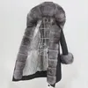 Женский мех водонепроницаемый X-Long Parka Real Coat Winter Jacket Женский еновый еновый капюшон