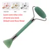 JD018 Quartz rosa Roller rosa rosa Massager Dongling Green Jade Roller com m￡scara facial