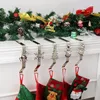 Crochet de décoration de noël en or, flocon de neige, père noël, élan, cadeau de noël, chaussettes de cheminée, pendentifs en métal