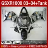 Suzuki GSXR-1000 K 3 GSX R1000 GSXR 1000 CC 03-04 Vücut 147no.35 1000cc GSXR1000 K3 03 04 GSX-R1000 2003 2004 Enjeksiyon Kalıp Uçu Kiti Gri Parlak